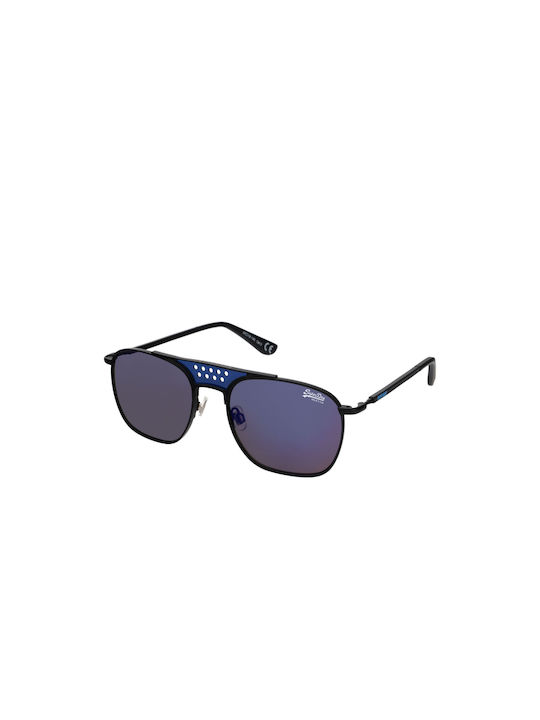 Superdry Trophy Men's Sunglasses with Black Metal Frame and Blue Lens