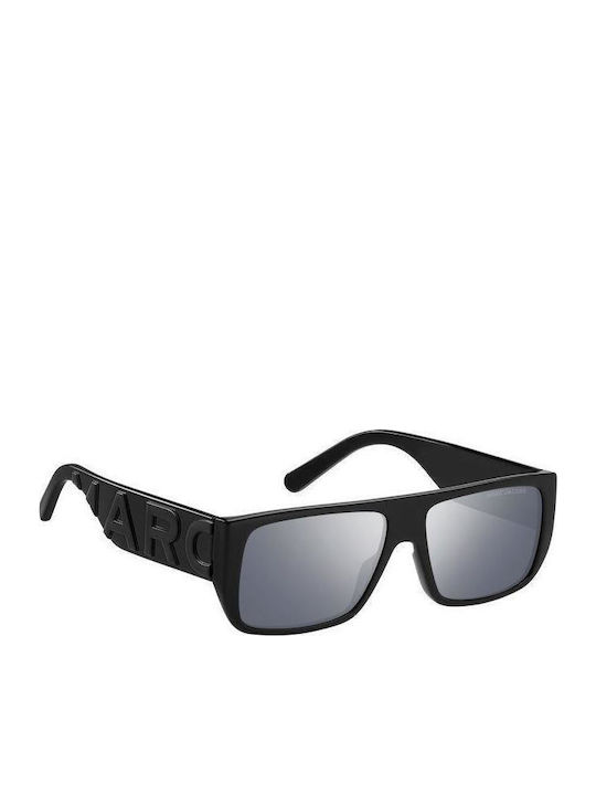 Marc Jacobs Unisex Γυαλιά Ηλίου με Μαύρο Κοκκάλινο Σκελετό και Ασημί Ντεγκραντέ Καθρέφτη Φακό MARCLOGO096/S 08AT4