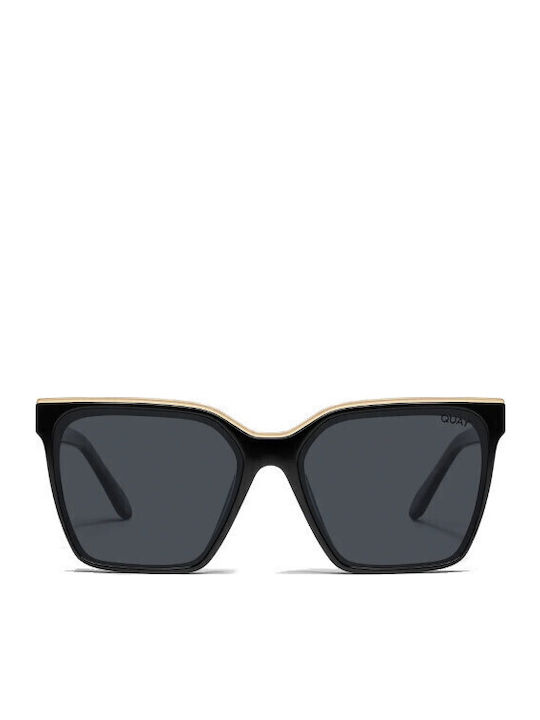 Quay Australia OTLII Unisex Sunglasses with Black Plastic Frame and Black Lens