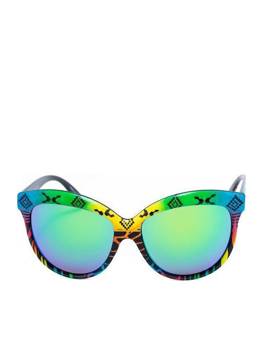 Italia Independent Women Sunglasses with Black Horn-Rimmed Frame and Multicolour Lens 0092INX.149.000