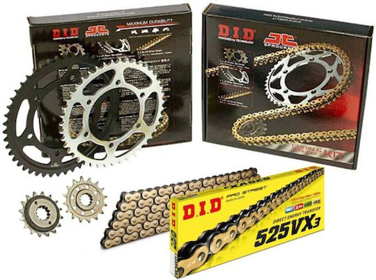 DID Chain & Sprocket Kit Golden (15-43-525VX/GB) for Honda CBF 600 2004-2007