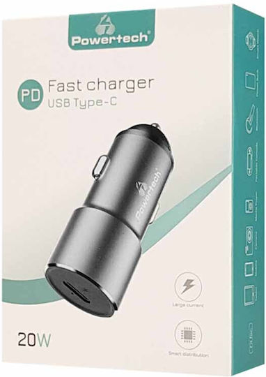 Powertech Зарядно за кола 3.4Спецификация с Портове: 2xUSB Бял Цвят