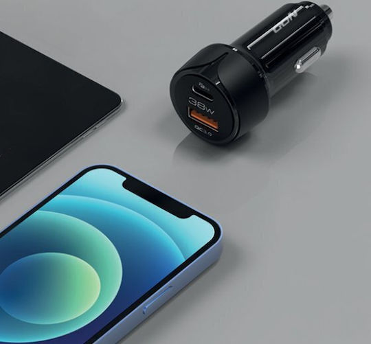 NOD Car Charger 38W Fast Charging With One Port 1xUSB With Embedded Cable Black Colour