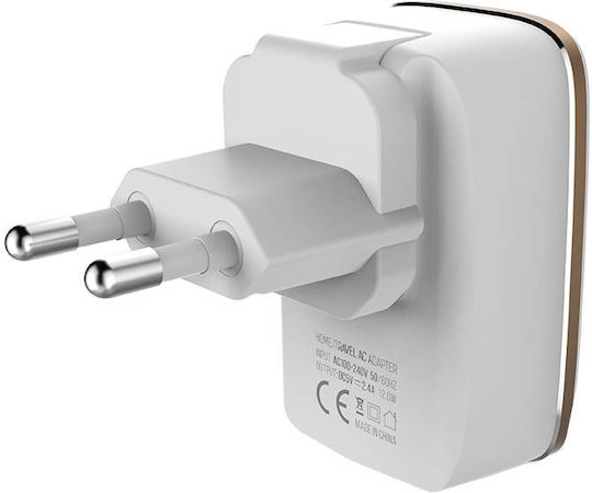 Ldnio Car Charger 2.4A with One Port 1xUSB-A White Color
