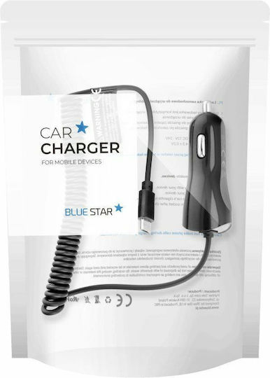 Blue Star Car Charger 2A Fast Charging with Cable Micro-USB Black Color