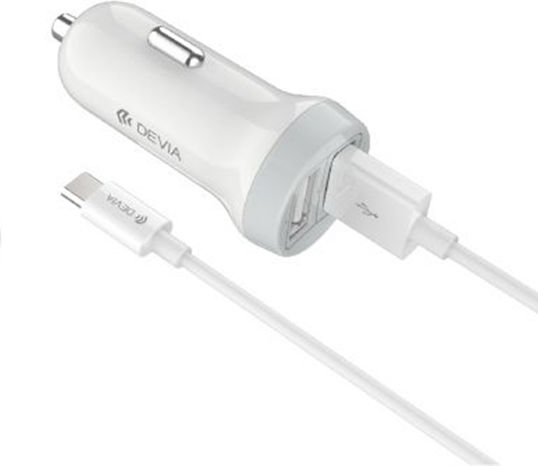 Devia Smart Charger USB Φορτιστής Αυτοκινήτου 2.1A με μία Θύρα: 1xUSB Λευκός