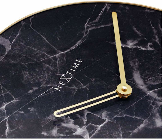 Nextime Marble Silent Ceas de Perete Sticlă Negru Ø40cm