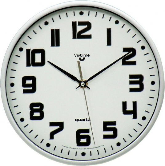 Virtime Ρολόι Τοίχου Πλαστικό Λευκό Ø25cm