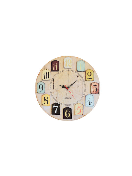 24Mall Wall Clock Wooden Ø40cm