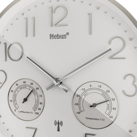 Mebus Radio Wanduhr Weiß Ø30cm