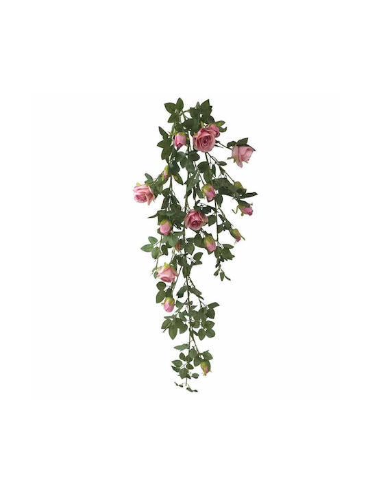 Marhome Hängende Künstliche Pflanze Rose Rosa 120cm 1Stück