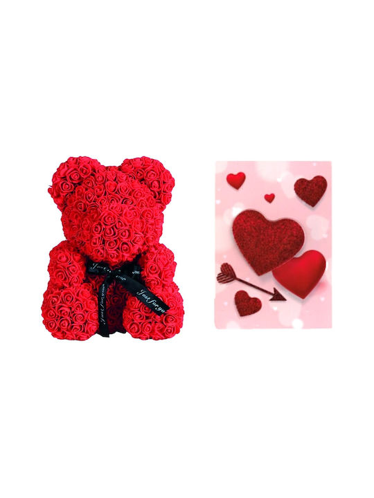 Bear of Artificial Roses Red 40cm