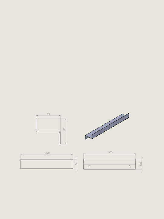 Verdi Wall Mounted Bathroom Shelf Metallic 50x9.3x10cm White