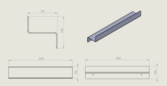 Verdi Стенен Рафт за баня Метален 50x9.3x10см Бяла