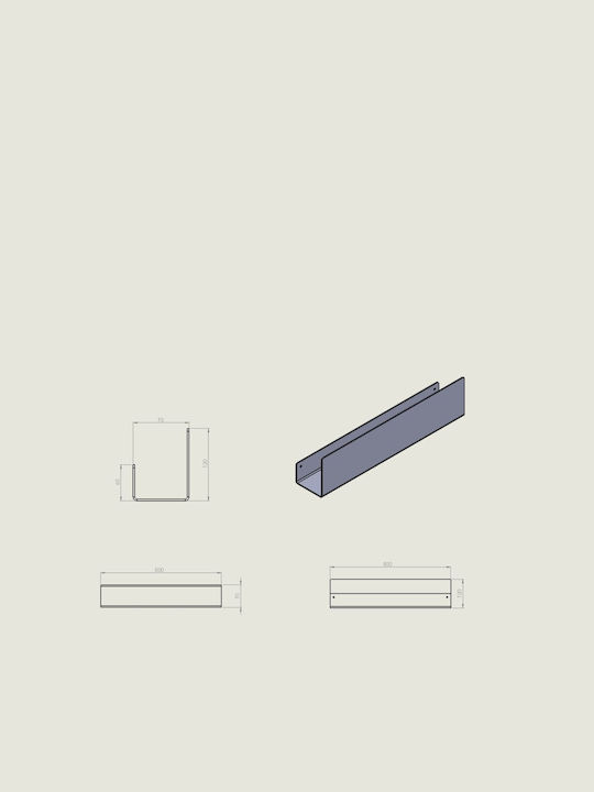 Verdi Επιτοίχια Ραφιέρα Μπάνιου Μεταλλική 50x9.3x12cm Λευκή