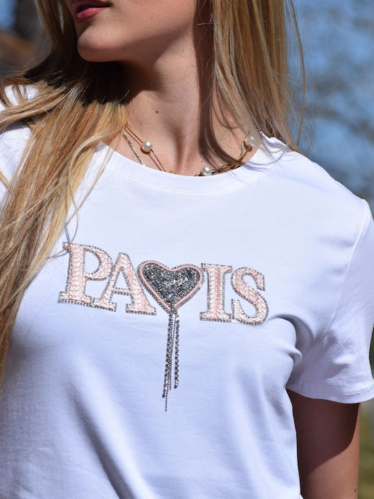 Damenbluse von ausgezeichneter Qualität Weiß Strass Bluse Code lok18