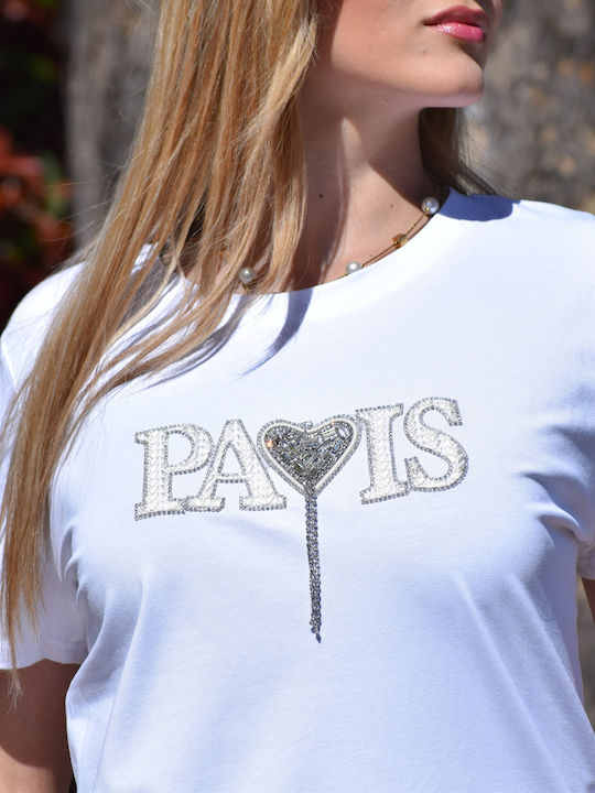 Damenbluse von ausgezeichneter Qualität Weiß Strass Bluse Code lok16