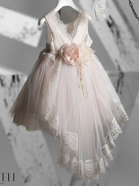 Vinte li Ecru Taufkleidung für Mädchen mit Haar-Accessoires & Kleid 2 Stück