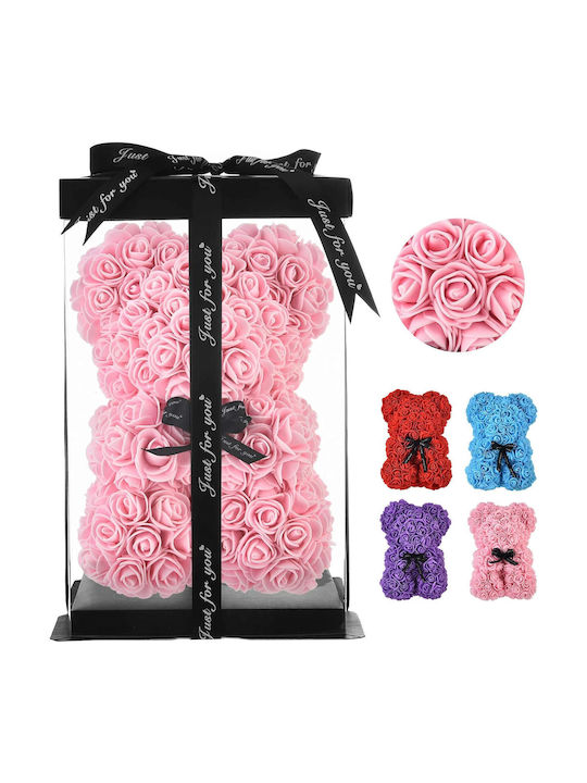 Bear of Artificial Roses Pink 40cm in Box