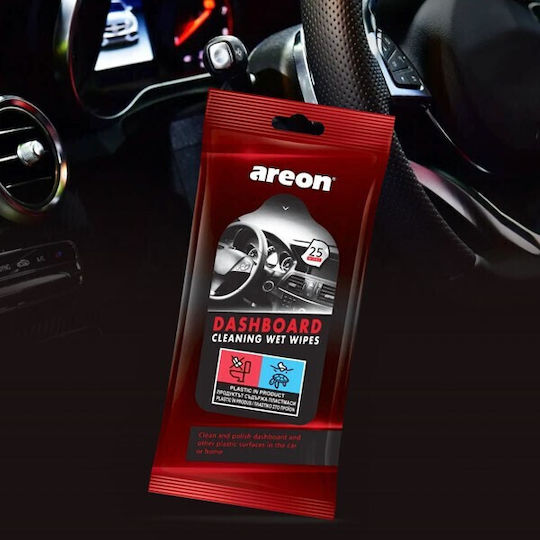Areon Dashboard Wipes Καθαριστικά και Γυαλιστικά Μαντηλάκια για Ταμπλό Αυτοκινήτου 25τμχ