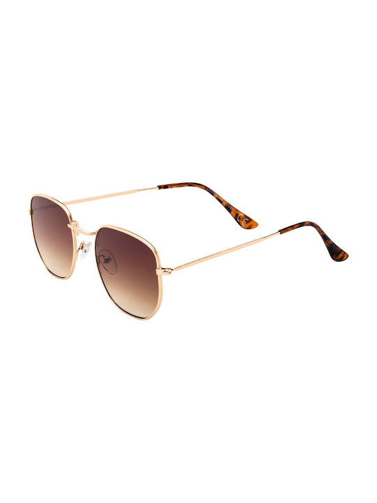 Foggia Ochelari de soare cu Gold Brown Degraded Din metal Rame și Maro Ochelari de soare Lentilă 01-3065-2