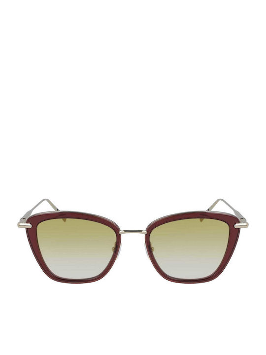 Longchamp Ochelari de soare Burgundy cu Cadru & Galben Lentilă
