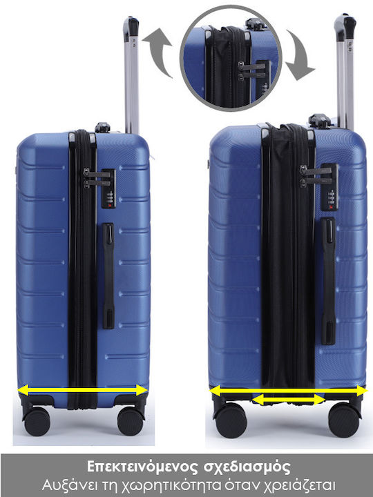 Lavor Large Hard Blue Travel Suitcase with 4 Wheels Height 75cm