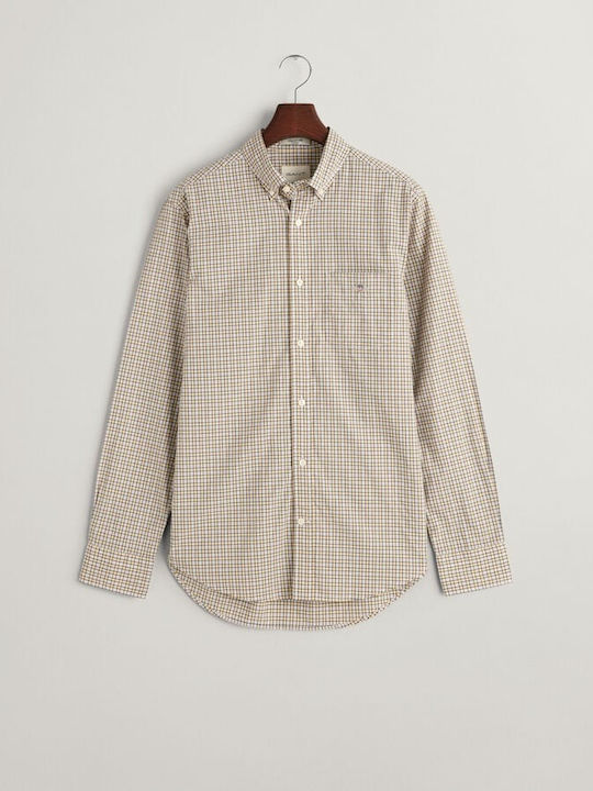 Gant Men's Shirt Long Sleeve Cotton Checked Yellow