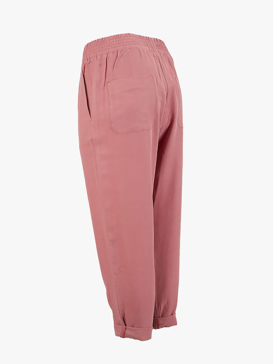 Philosophy Wear Women's High-waisted Linen Trousers in Boyfriend Fit Pink