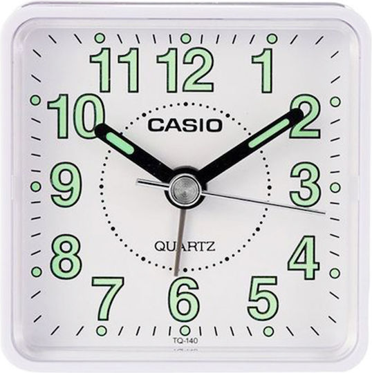 Casio Ceas de Masă cu Indicatori cu Ceas Deșteptător Alb TQ-140-7EF