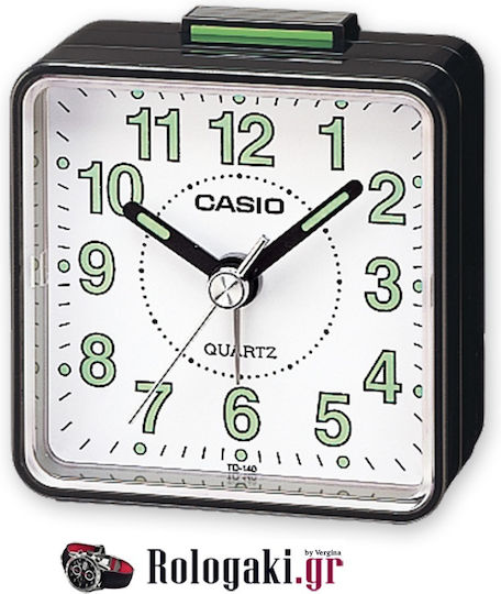 Casio Ceas De Masă Cu Indicatori Plastic Cu Ceas Deșteptător Negru TQ-140-1BEF