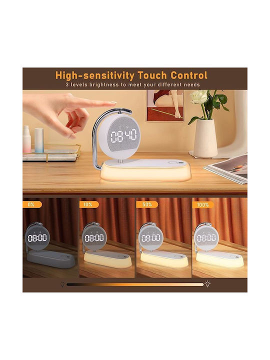 Tabletop Digital Metal Clock with Alarm Clock and Wireless Charging 105285