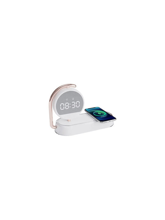 Tabletop Digital LED Clock Plastic With Alarm Clock & Wireless Charging White K01T