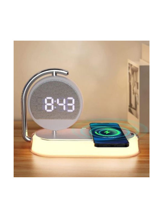 Tabletop Digital Clock with Alarm & Wireless Charging White K01T