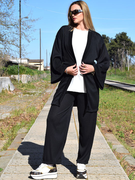 Set pentru femei Set 3 piese plisat alb negru Set alb negru Ref.vel80