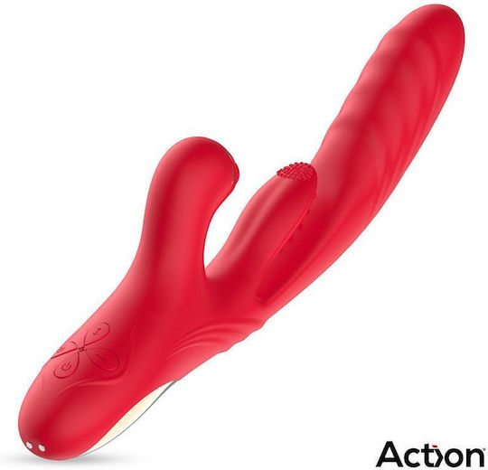 Action Vibe Δονητής Rabbit Κόκκινος