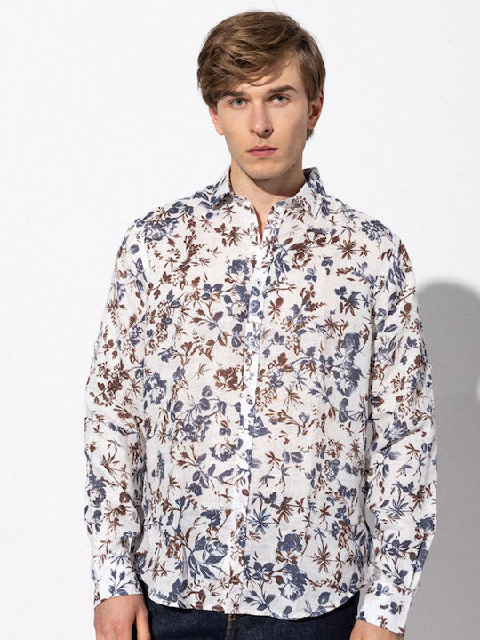 Langärmlig Leinen Hemd Off White