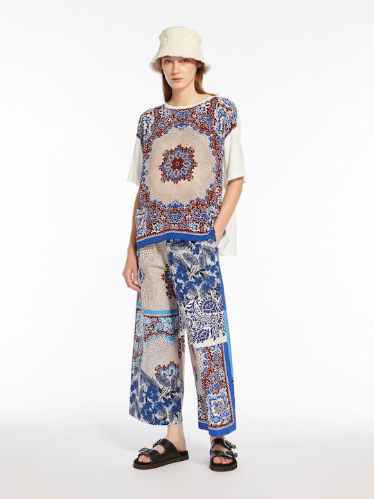Weekend Max Mara West Pantaloni din bumbac poplin Max Mara West albastru floarea porumbului