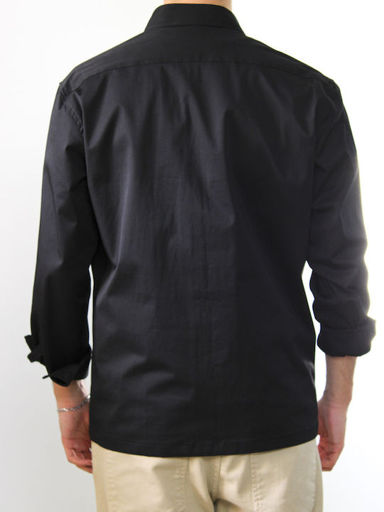 Sakkai Μακρυμάνικo Τζιν Overshirt Μαύρο
