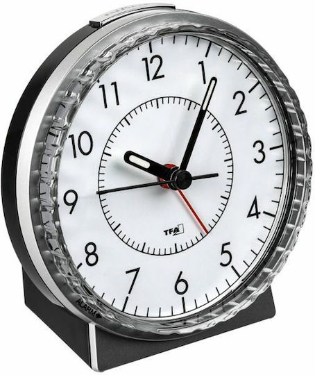 TFA Silent Tabletop Clock with Indicators with Radio Silver 60.1010