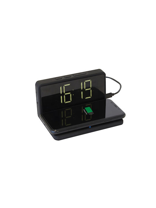 The Source Wireless Tisch-Digitaluhr mit Wecker & kabellosem Laden 94114