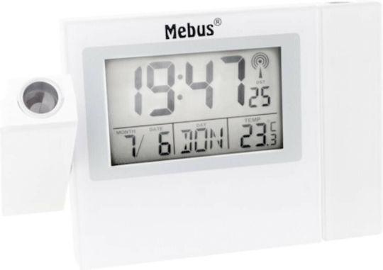 Mebus Масов Дигитален Масов Часовник с Будилник Бял 42421