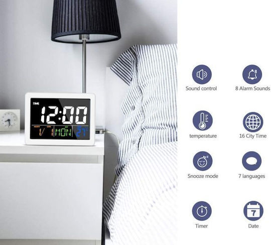 Ceas De Masă Digital Lcd Cu Ceas Deșteptător Negru 902002_b