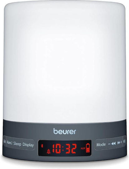 Beurer WL Silent Tabletop Digital LED Clock with Alarm Grey 58921