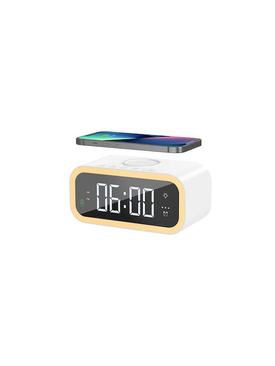 Wiwu Tabletop Digital Clock with Alarm & Wireless Charging White Wi-W015