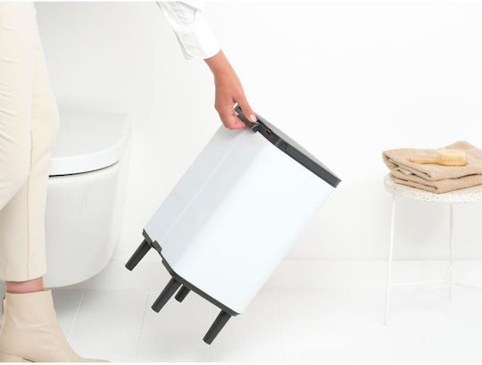 Brabantia Bo Small Hi Plastic Waste Bin with Oscillating Lid White 12lt