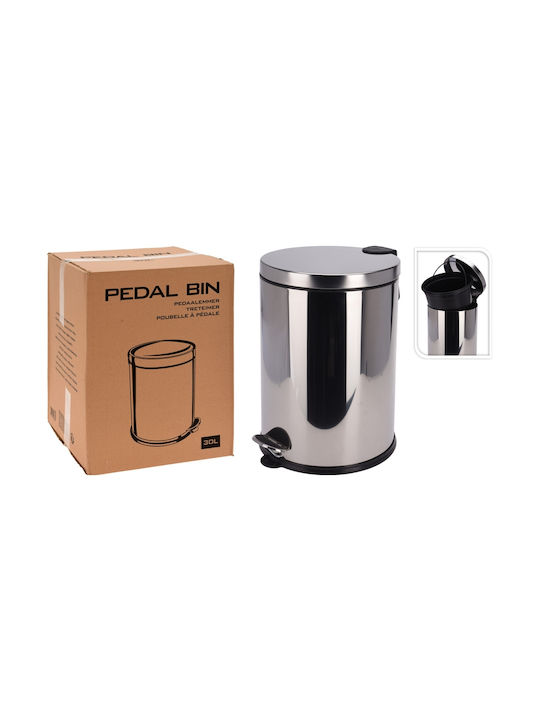BOX37211 Mülleimer Aus Edelstahl Mit Pedal Silber 30lt