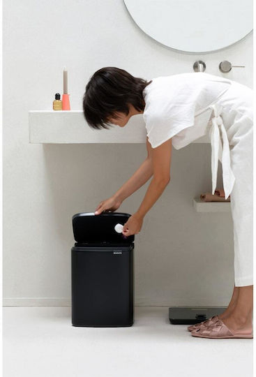 Brabantia Bo Small Plastic Waste Bin with Oscillating Lid Black 12lt