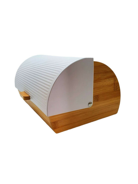Marva Wooden Bread Box with Lid White Stripes 39x28x18.5cm