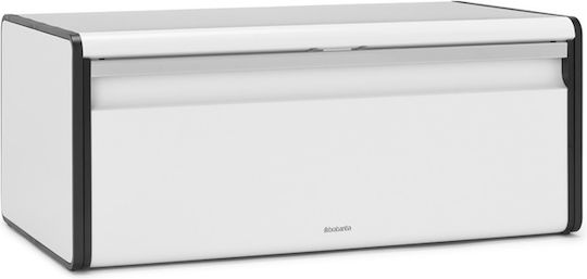 Brabantia Fall Front Bread Bin Bread Box with Lid Metallic White 46.5x25x18.7cm